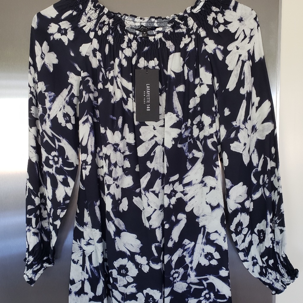 Lafayette 148 New York Raelyn Floral Crepe Blouse